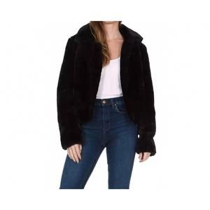 NEW SILENT NEW YORK faux fur cropped jacket coat in black